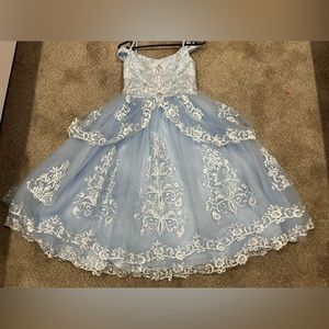Dinjicun Flower Girl Lace Applique Pageant Floor Length TulleBall Gowns for Kids